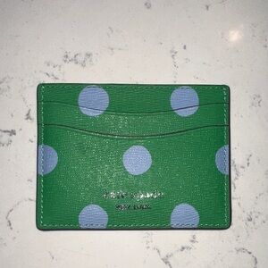 Kate Spade Green and Blue Dot Card Holder
